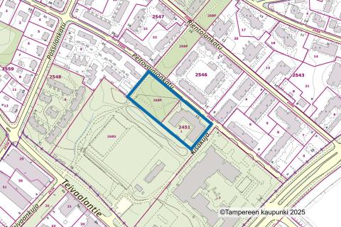 Asemakaavan nro 9043 rajaus virastokartalla