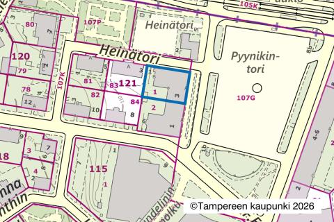 Asemakaavan nro 9067 rajaus virastokartalla