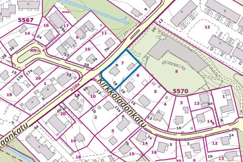 Asemakaavan nro 9084 rajaus virastokartalla