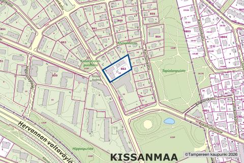 Asemakaavan nro 9096 rajaus virastokartalla