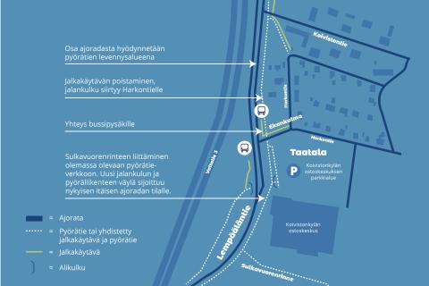 Kuva, jossa havainnollistetaan Taatalan aluetta koskevat muutokset. 