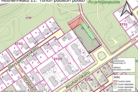 Kuvassa työmaa-alue esitettynä karttakuvassa.
