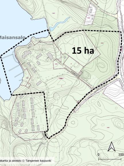 Karttakuvassa näkyy kilpailualueen rajaus.