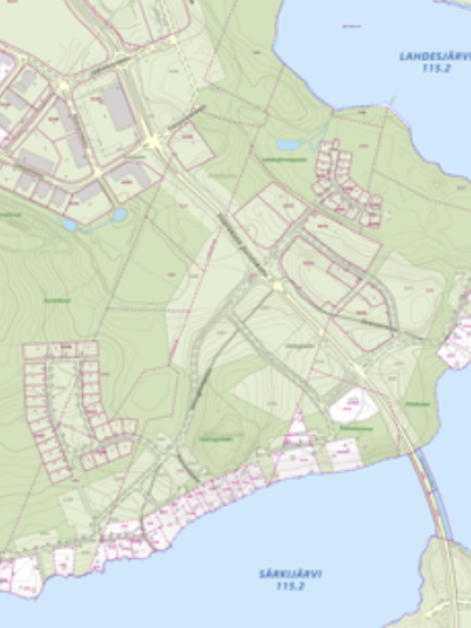 Karttakuvassa esitetty Lahdesjärven Västinginmäen hakualue.